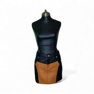 Coach multi color black and butter scotch mini genuine leather skirt